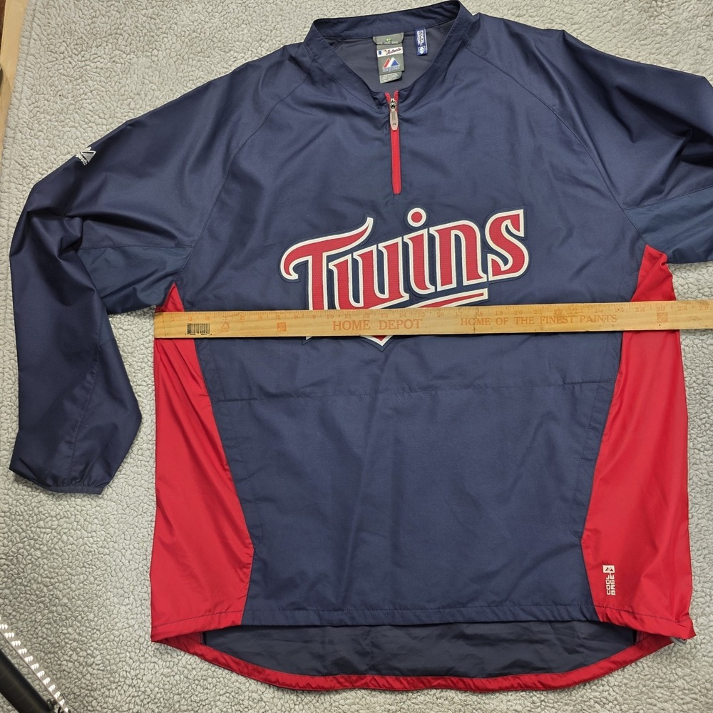 Vtg Majestic Minnesota Twins Dugout Jacket MLB 1/4 Zip Pullover Windbreaker 2XL‎ - Picture 9 of 9
